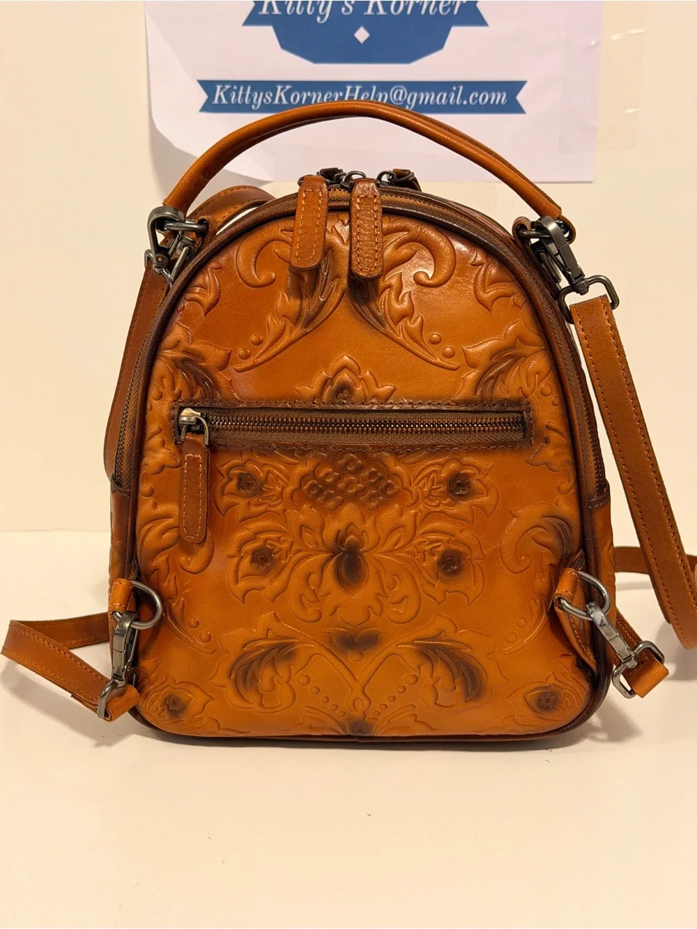 NWOT IVTG Embossed Leather Crossbody Backpack